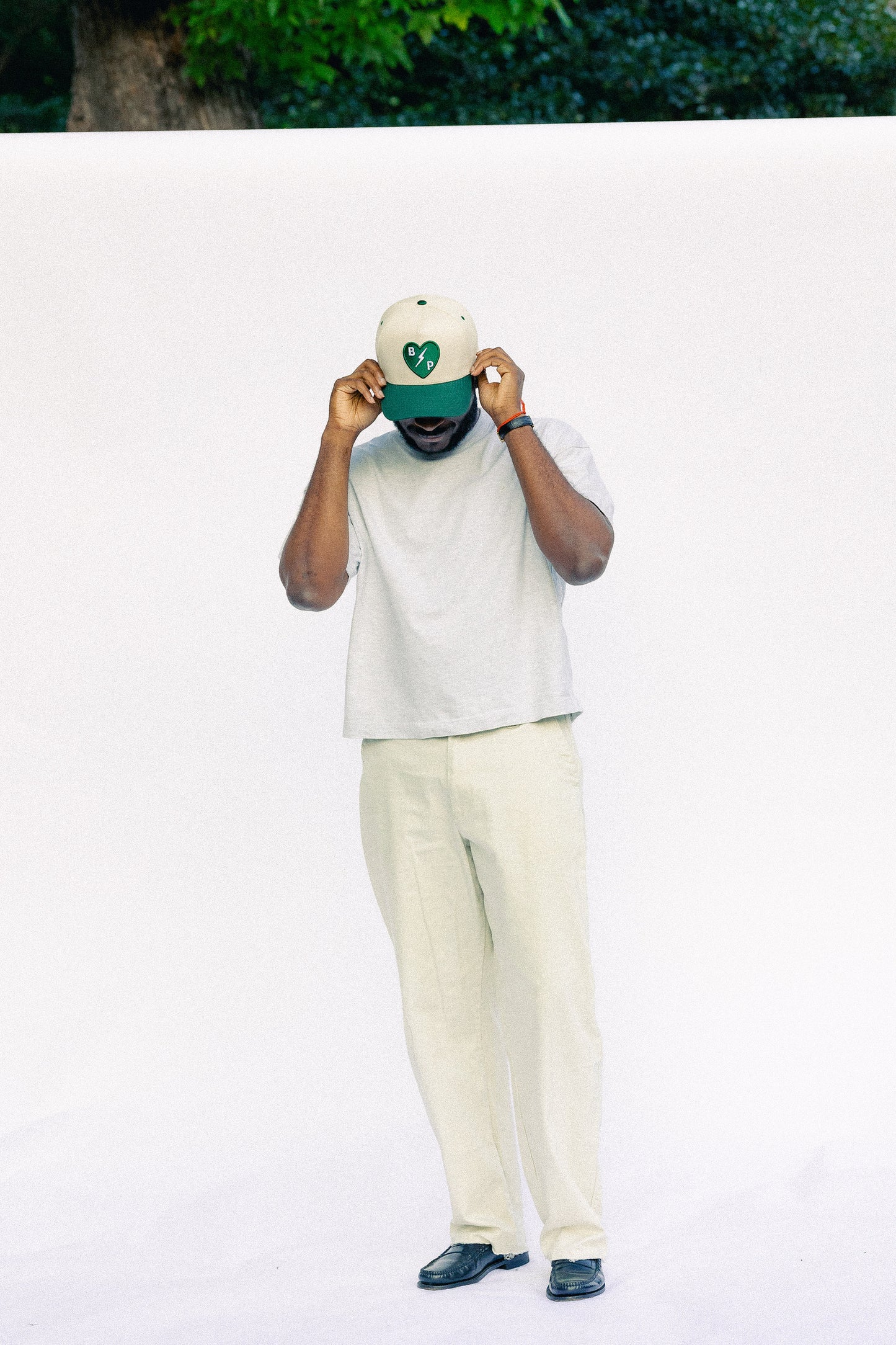 BP Heart Patch Hat – Ivory & Green – High-Profile Trucker