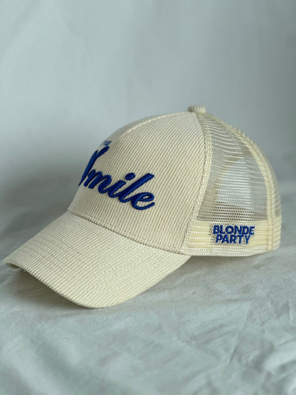 I Like Your Smile Hat – Ivory – Low-Profile Corduroy Trucker