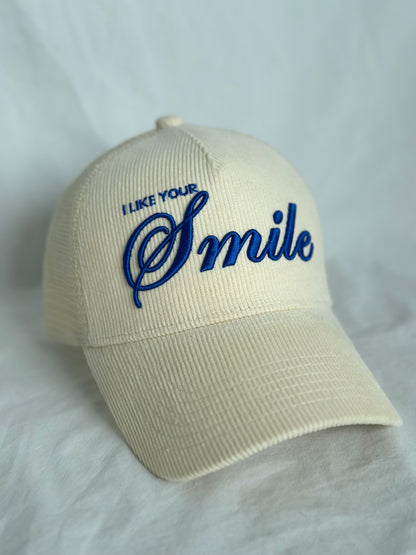 I Like Your Smile Hat – Ivory – Low-Profile Corduroy Trucker